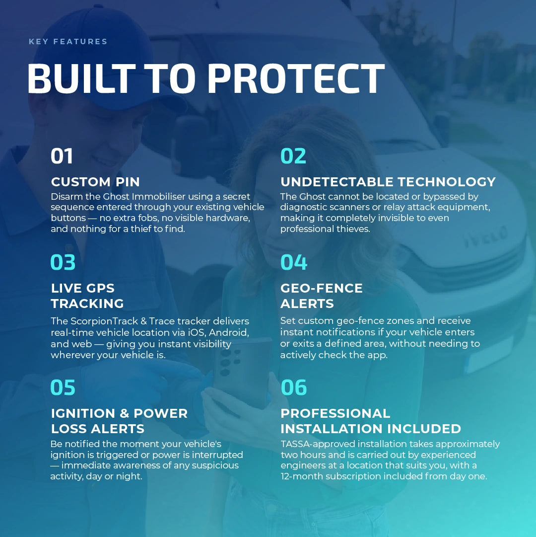 Ghost Immobiliser and ScorpionTrack and Trace Key Features
